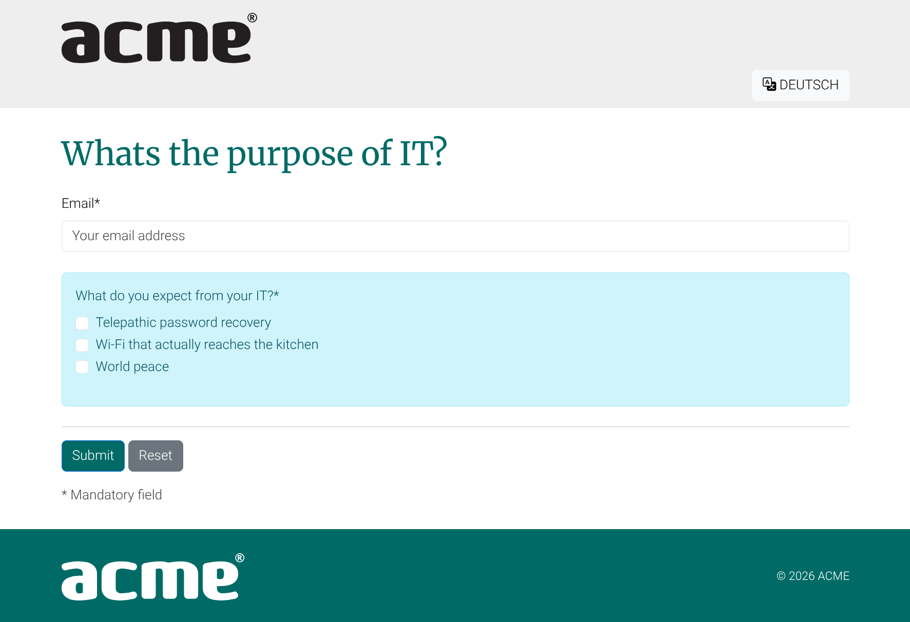 Example public form rendered by the form builder